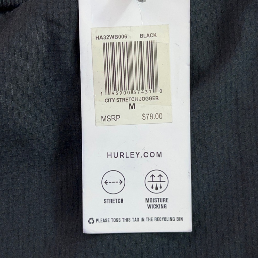 Hurley Women Medium Black City Stretch Ripstop Jogger Pants NWT - Picture 2 of 11